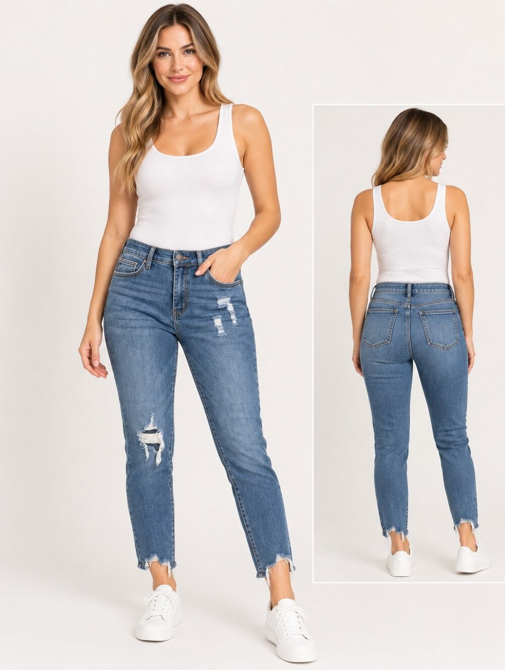 Judy Blue Women's Distressed High-Rise Blue Jeans NWT
